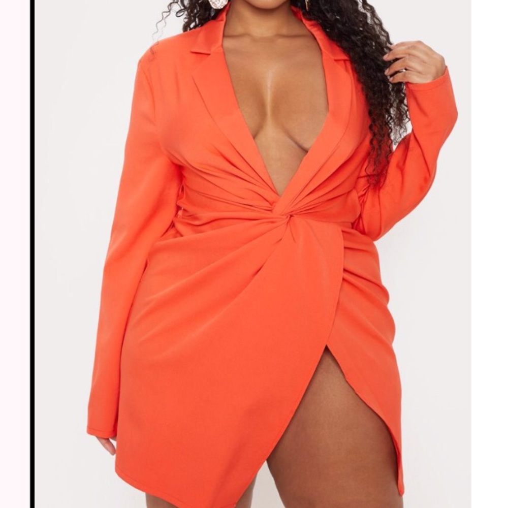 Orange twist front dress